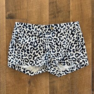J. Crew Mid Rise Navy Blue and White Leopard Print Shorts